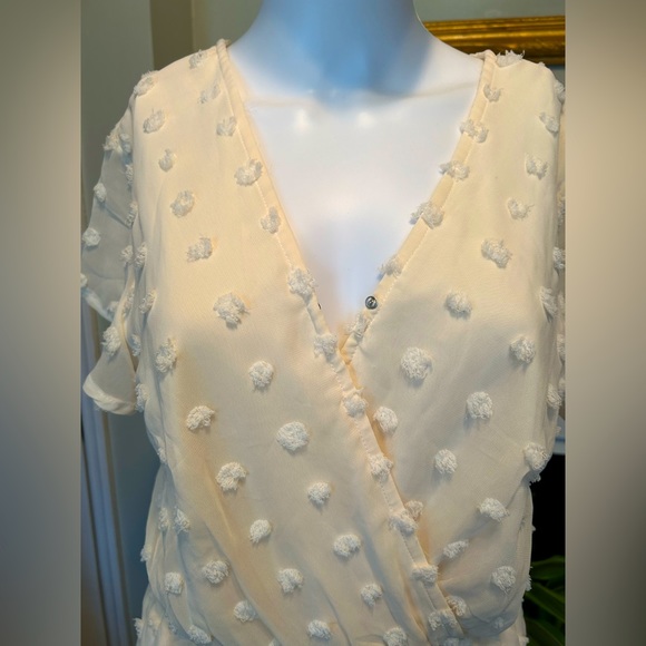 Romantic Dotted Swiss Cream Romper - Picture 3 of 9